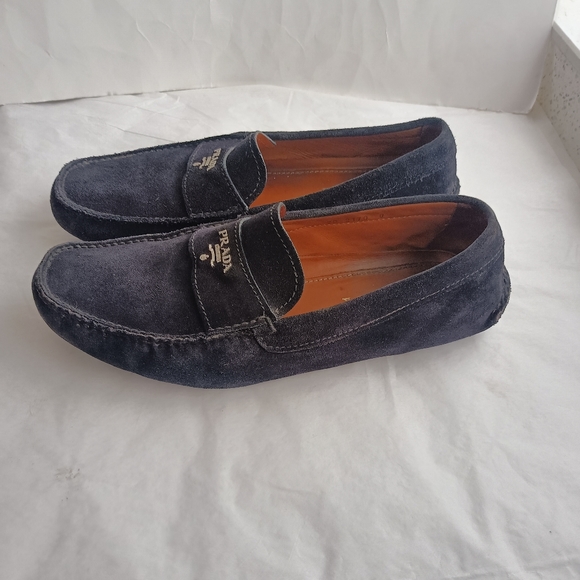 PRADA distressed Suede logo Shoes men’s size uk 8 us 9 dark blue - Picture 4 of 16